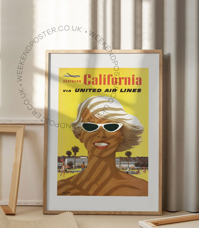 United Air Lines California vintage poster