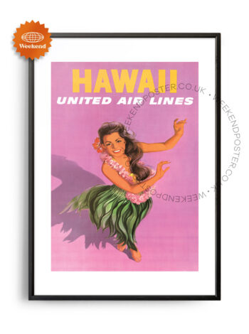 United Air Lines Hawaii vintage poster