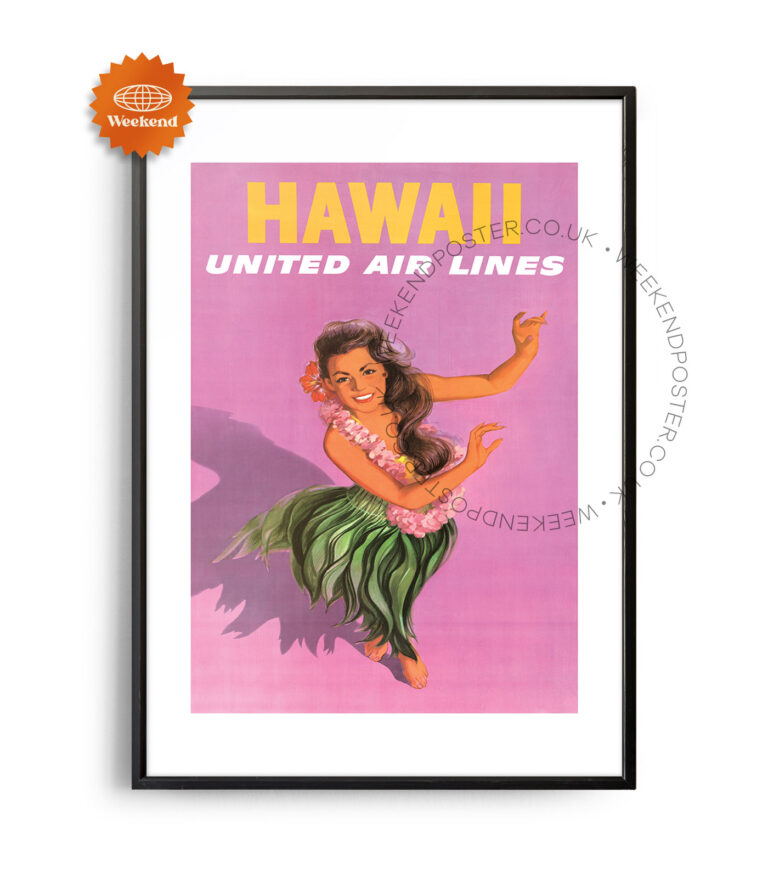 United Air Lines Hawaii vintage poster