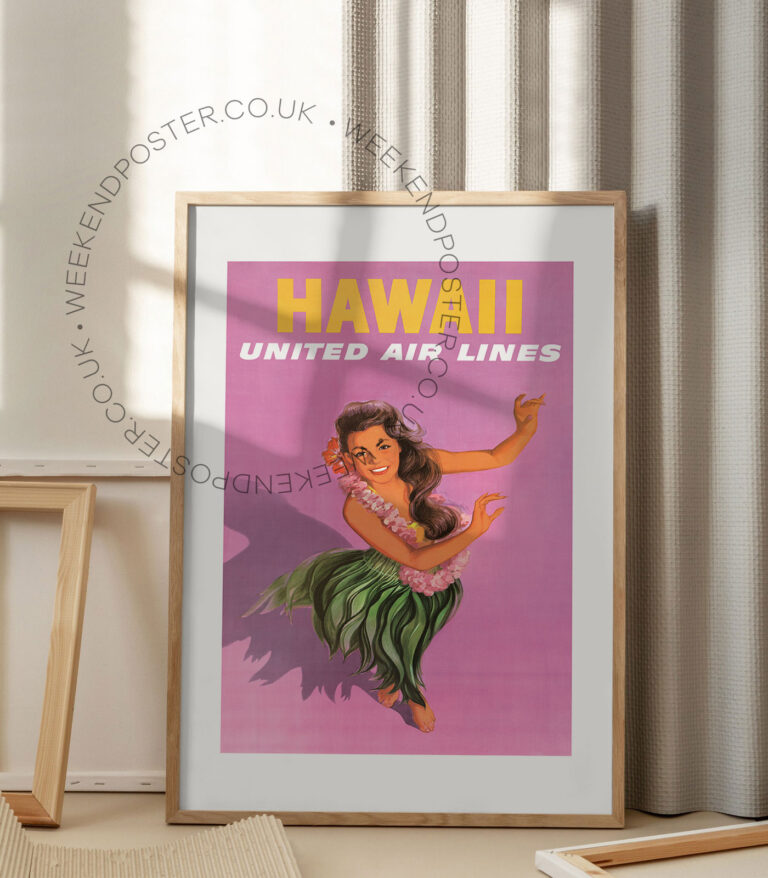 United Air Lines Hawaii vintage poster
