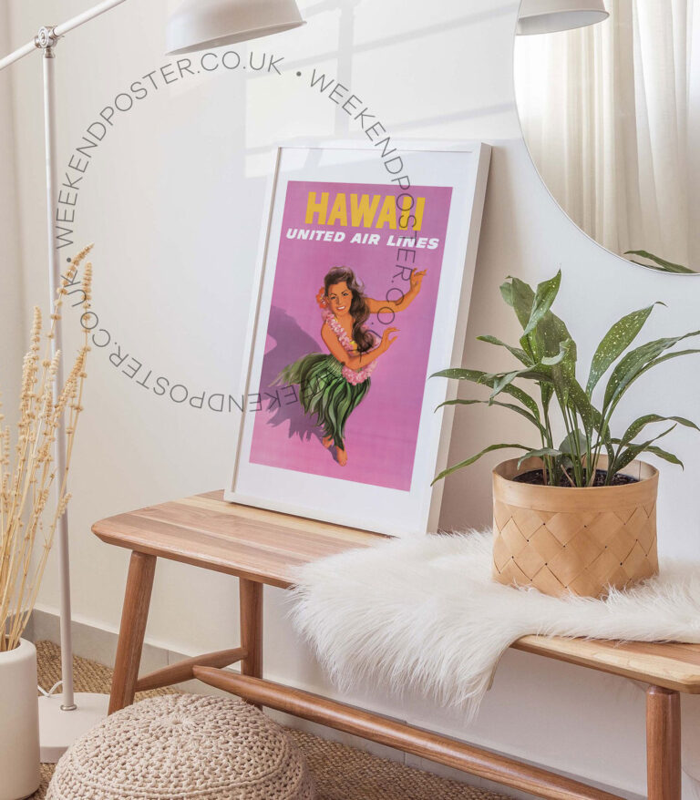 United Air Lines Hawaii vintage poster