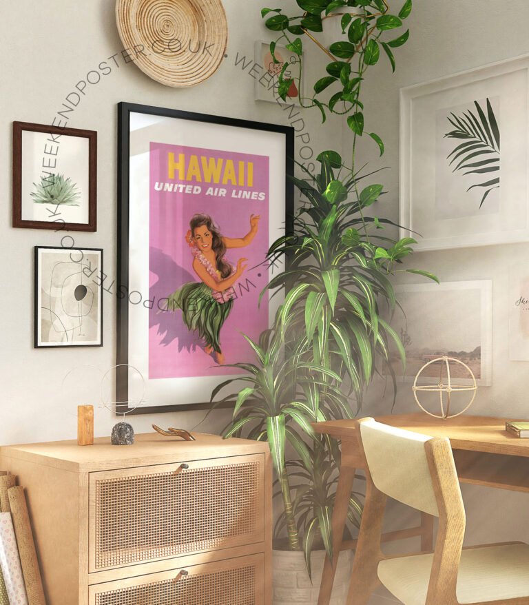 United Air Lines Hawaii vintage poster