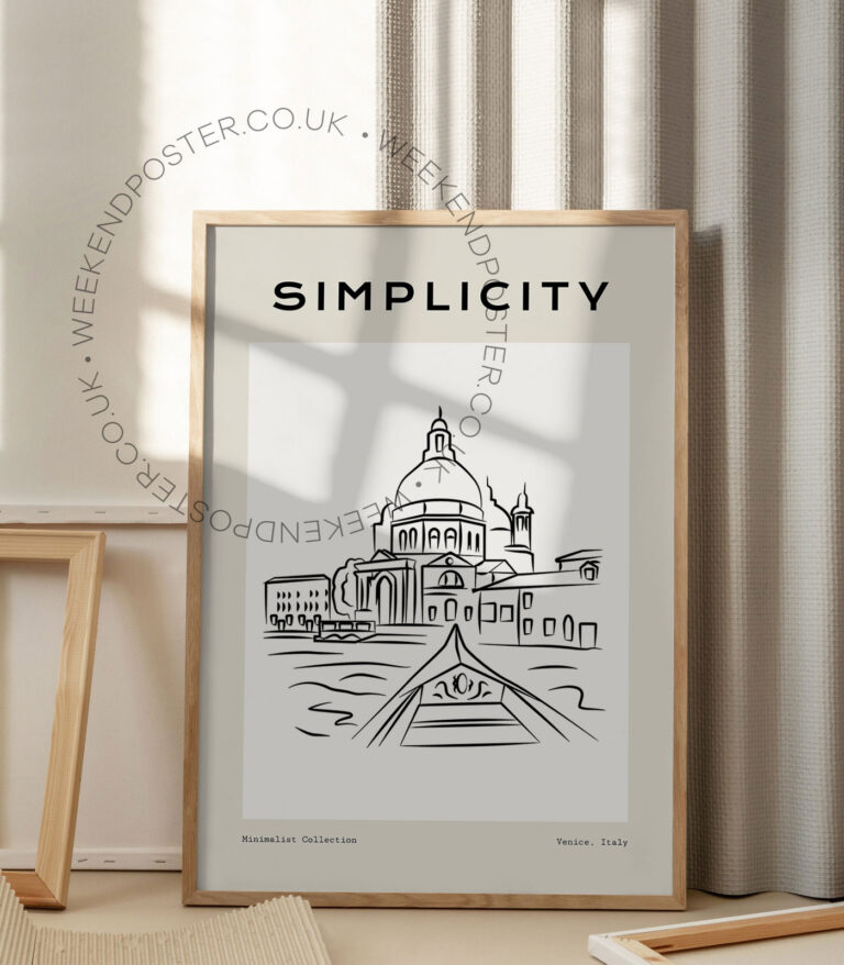 Venice minimal black and white poster