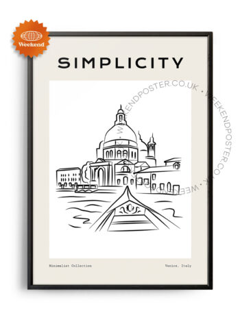 Venice minimal black and white poster