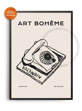 Vintage Telephone minimal black and white poster