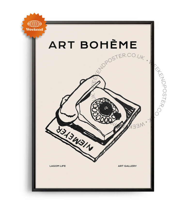 Vintage Telephone  minimal black and white poster