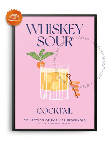 Whiskey Sour colorful cocktail poster