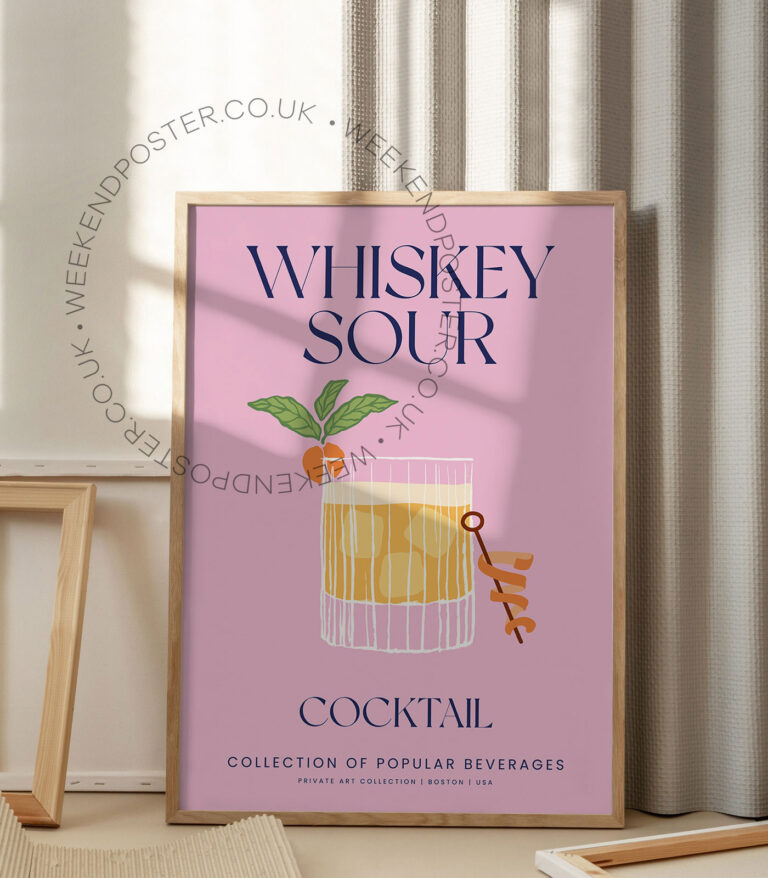 Whiskey Sour colorful cocktail poster