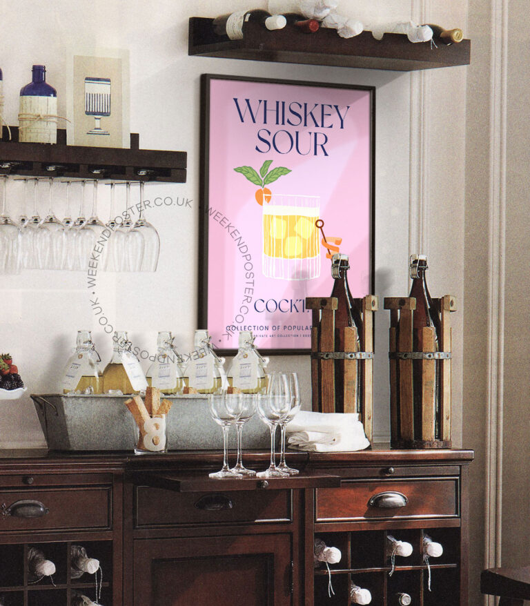 Whiskey Sour colorful cocktail poster