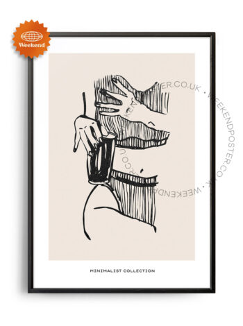Woman and Cocktail minimal black and white poster