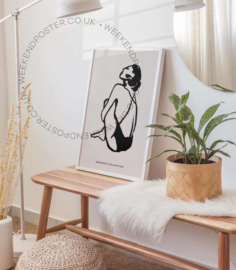 Boheme Woman minimal black and white poster