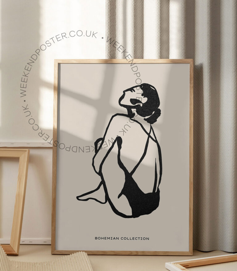Boheme Woman minimal black and white poster