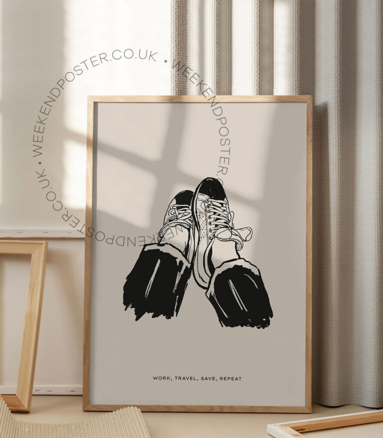 Boho Girl minimal black and white poster
