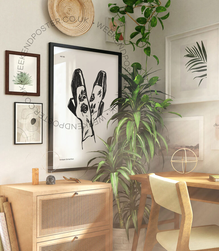 Woman Shoe minimal black and white poster