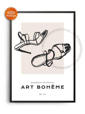 Woman Shoe minimal black and white poster