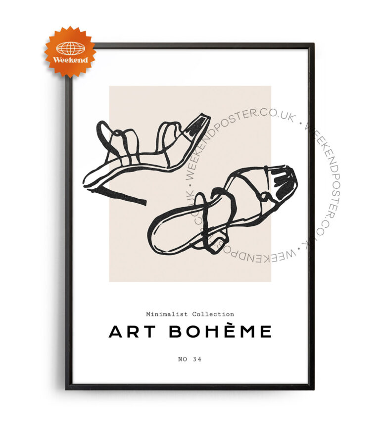 Woman Shoe minimal black and white poster