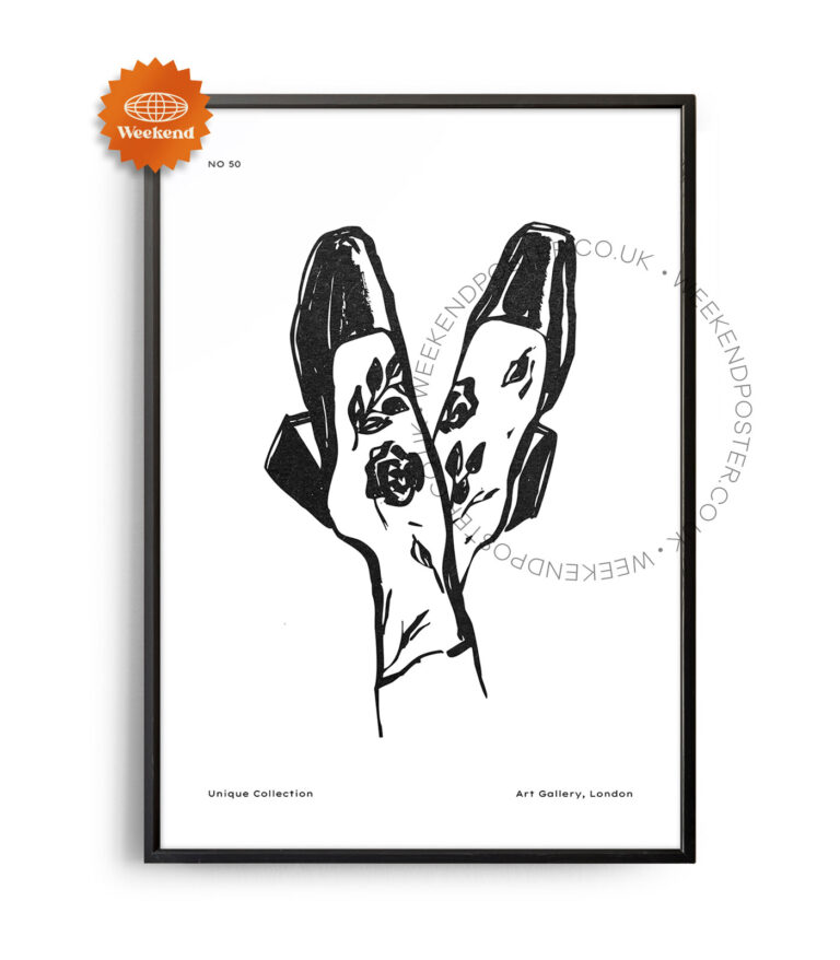 Woman Shoe minimal black and white poster
