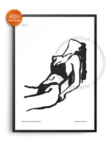 Woman Sunbathing minimal black and white poster