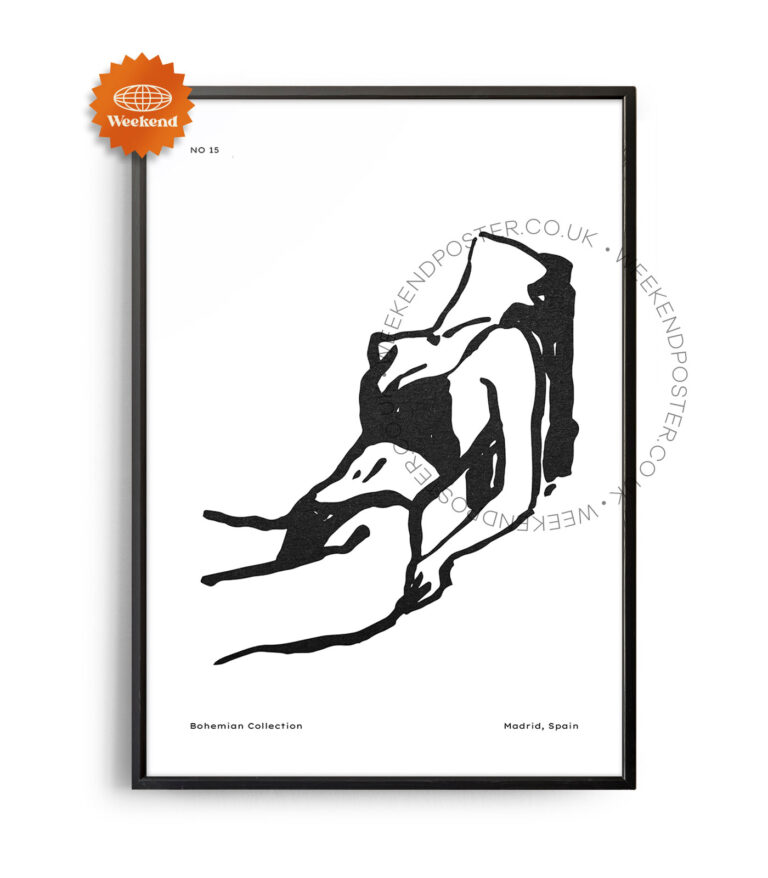 Woman Sunbathing minimal black and white poster