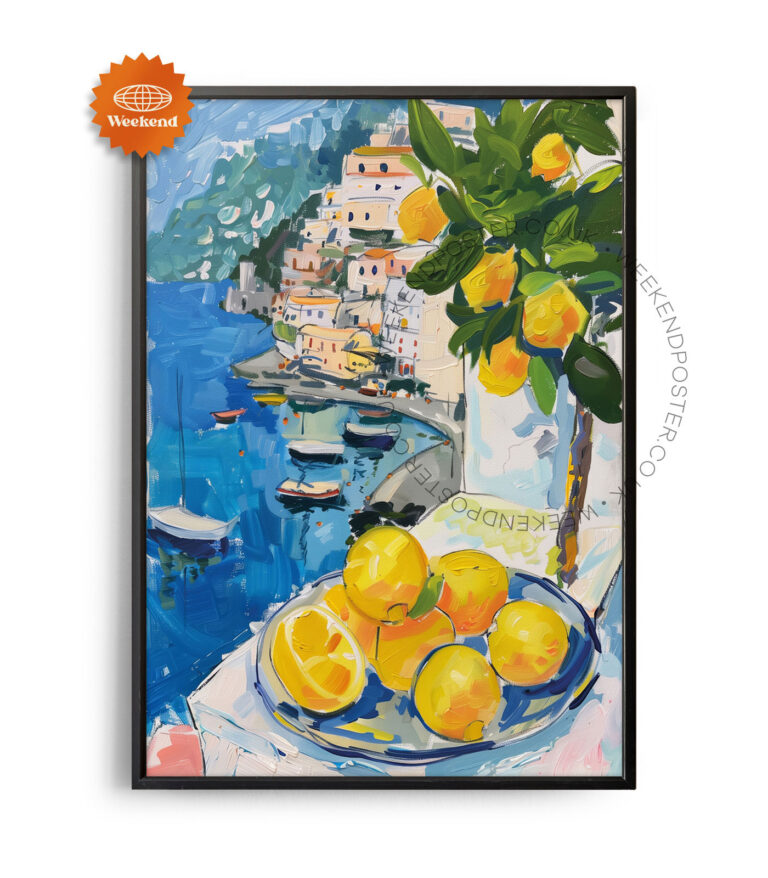 Sea and Lemons Landscape poster