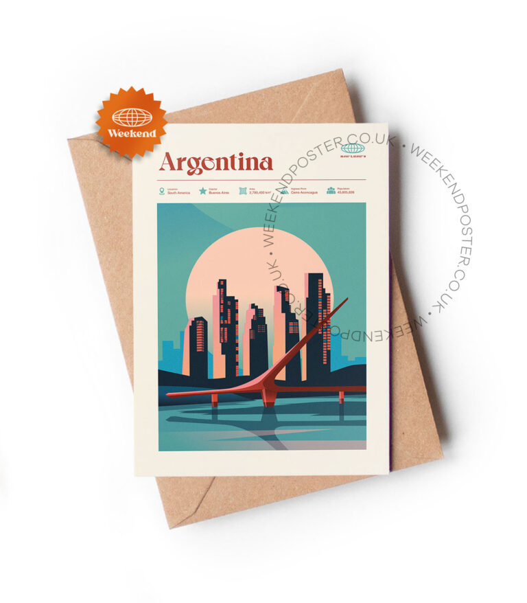 Mid-century modern Argentina retro travel greeting card