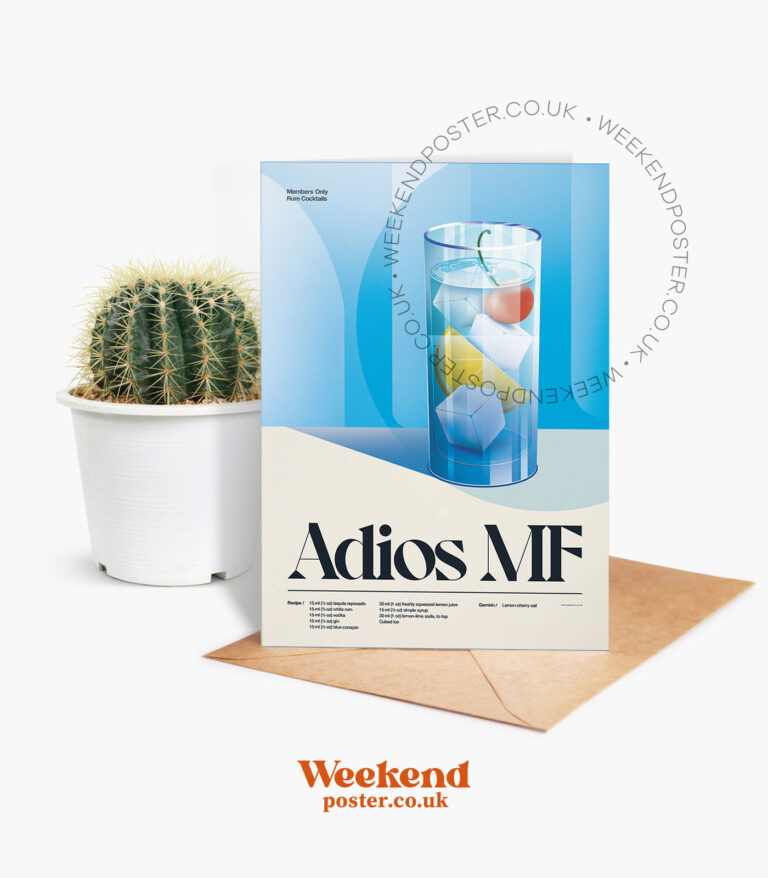 Mid-century retro Adios MF Cocktail greeting card