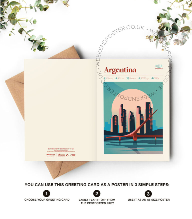 Mid-century modern Argentina retro travel greeting card