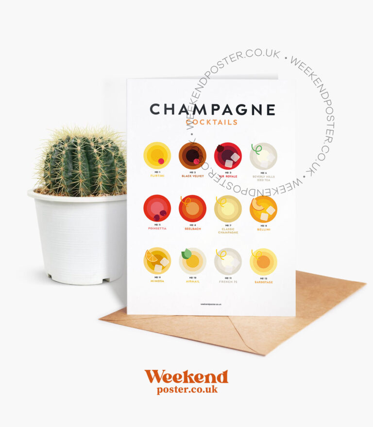 Mid-century modern Champagne Cocktails Guide greeting card