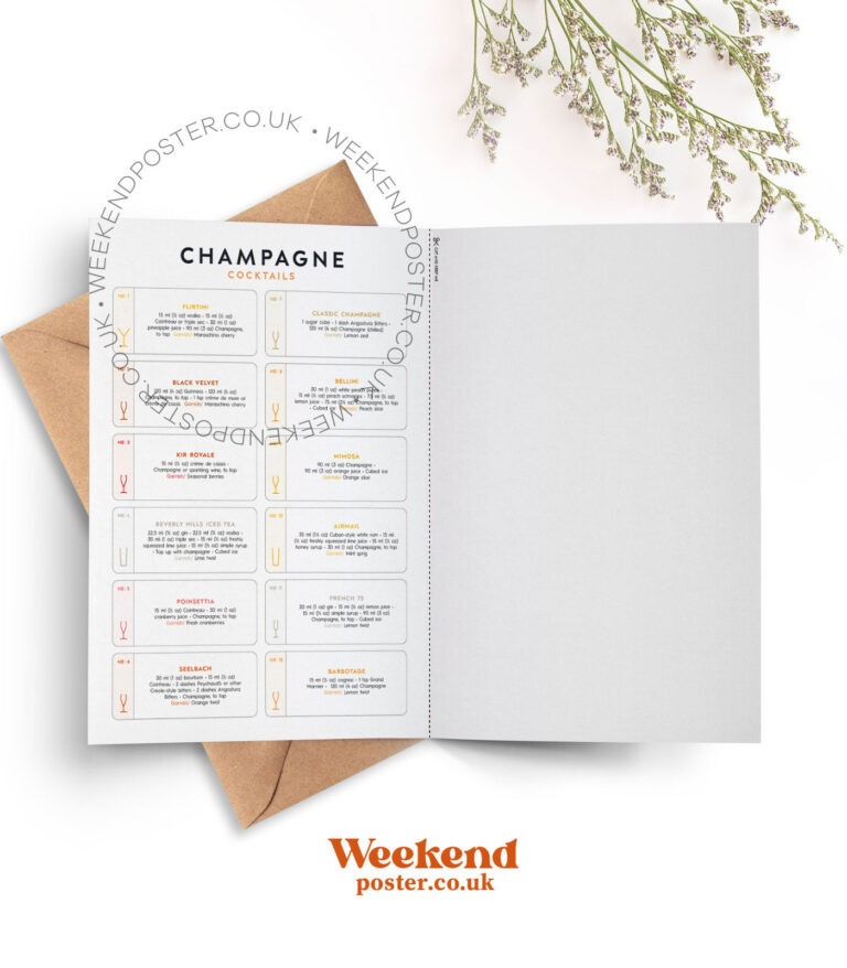 Mid-century modern Champagne Cocktails Guide greeting card