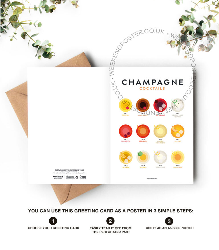 Mid-century modern Champagne Cocktails Guide greeting card