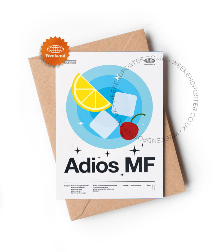 Mid-century modern Adios MF Cocktail greeting card