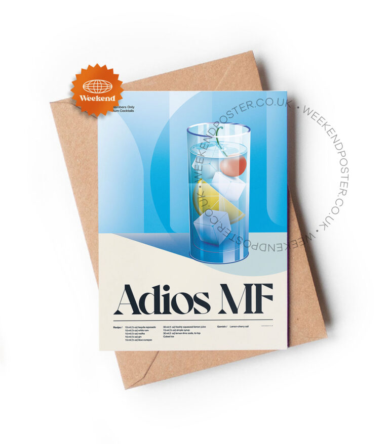 Mid-century retro Adios MF Cocktail greeting card