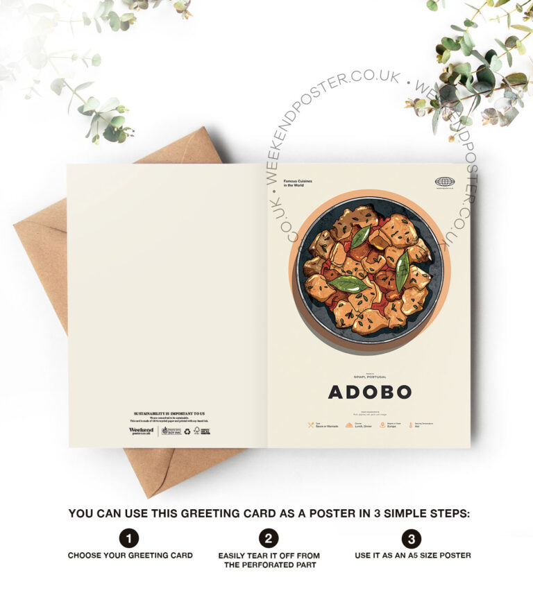Mid-century modern Adobo recipe greeting card