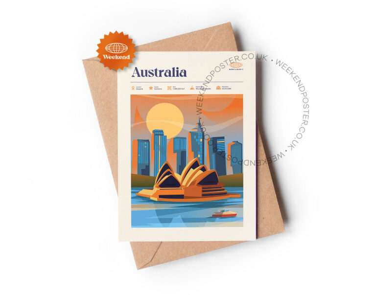 Mid-century modern Australia retro travel greeting card