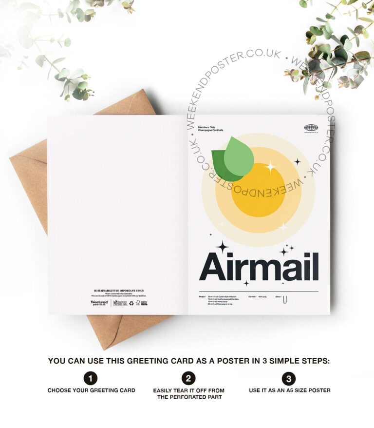 Mid-century modern Airmail Cocktail greeting card