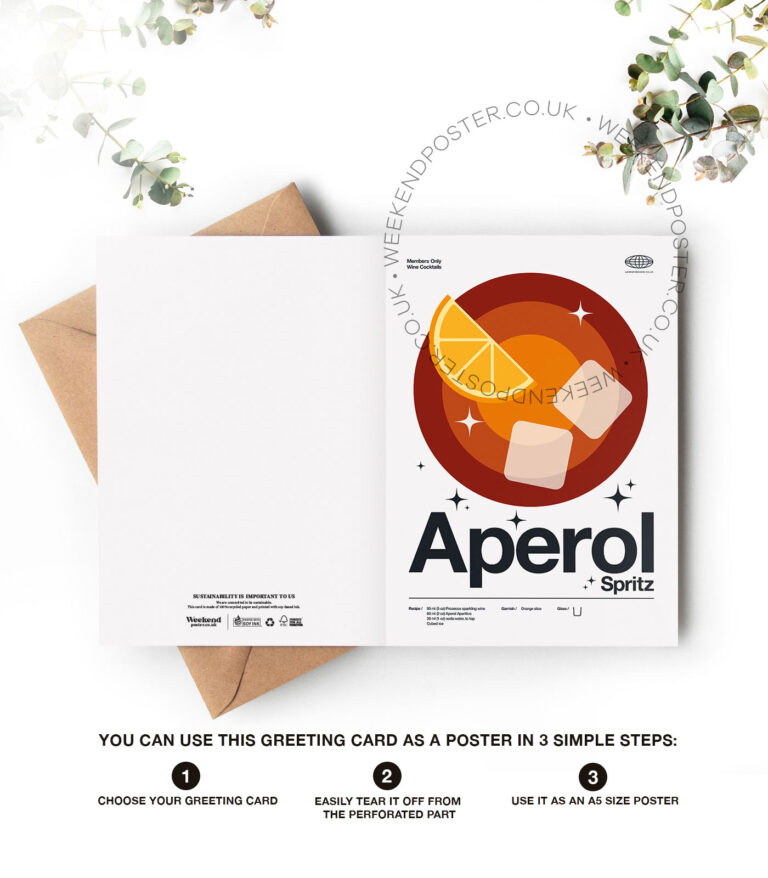 Mid-century modern Aperol Spritz Cocktail greeting card