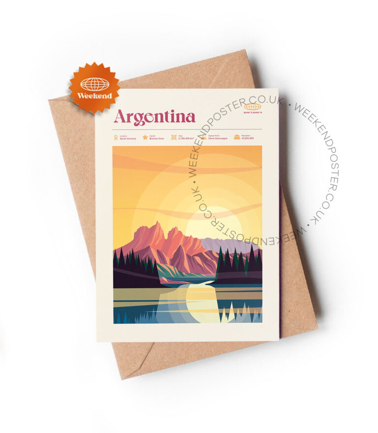 Mid-century modern Argentina retro travel greeting card