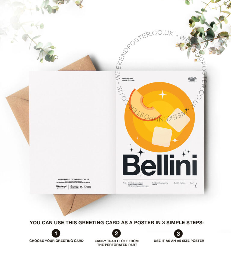 Mid-century modern Bellini Cocktail greeting card