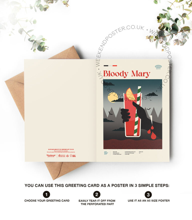 Mid-century modern Bloody Mary Cocktail greeting card