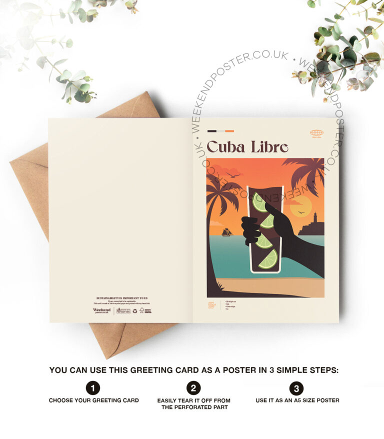Mid-century modern Cuba Libre Cocktail greeting card