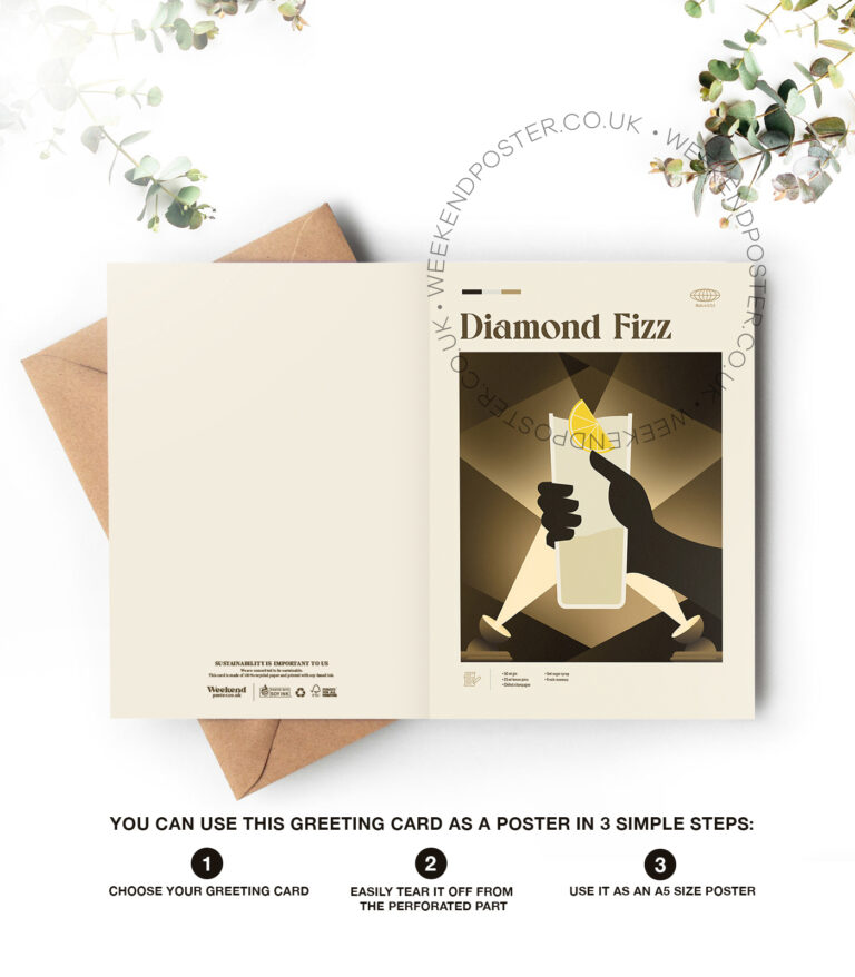 Mid-century modern Diamond Fizz Cocktail greeting card