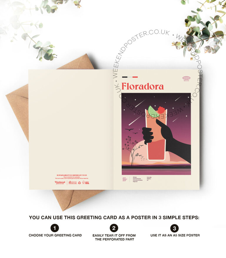 Mid-century modern Floradora Cocktail greeting card