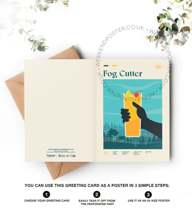 Mid-century modern Fog Cutter Cocktail greeting card