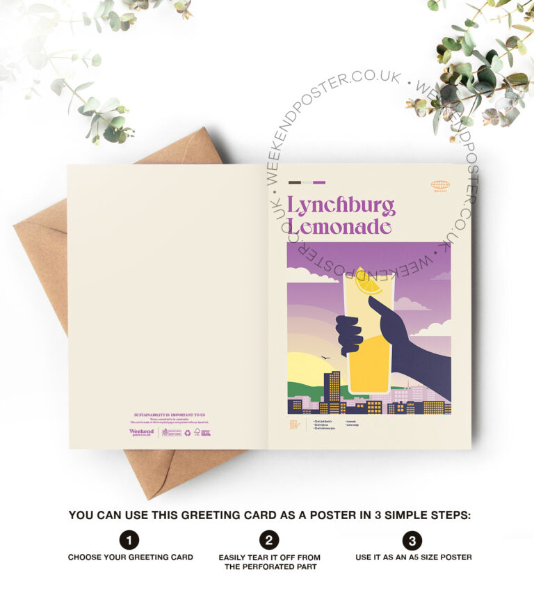 Mid-century modern Lynchburg Lemonade Cocktail greeting card