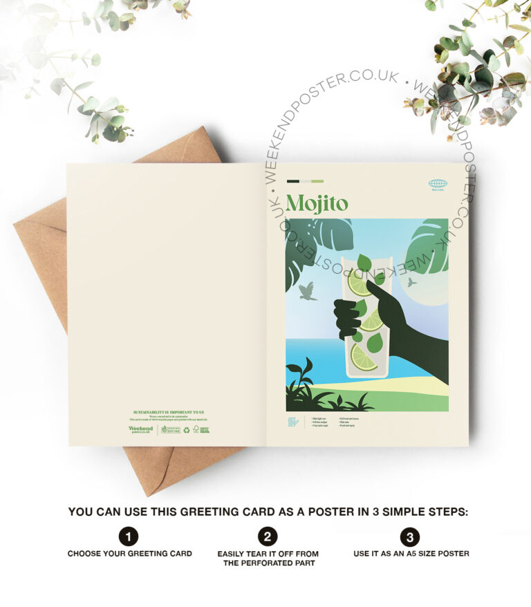 Mid-century modern Mojito Cocktail greeting card