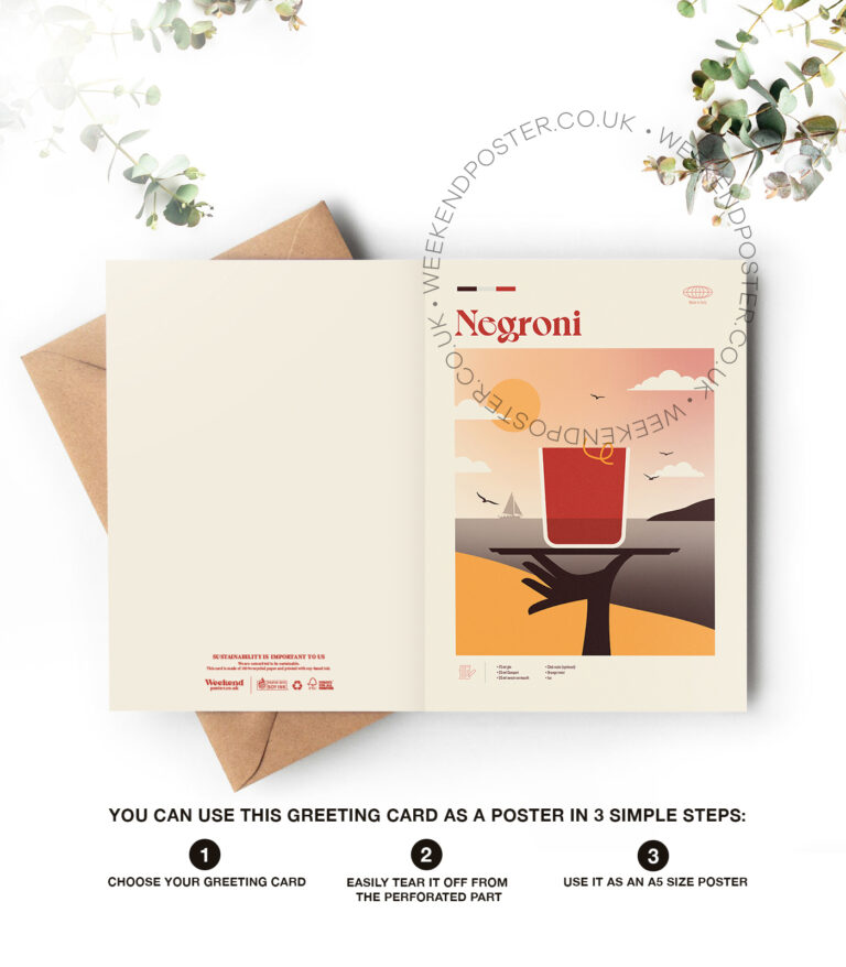 Mid-century modern Negroni Cocktail greeting card