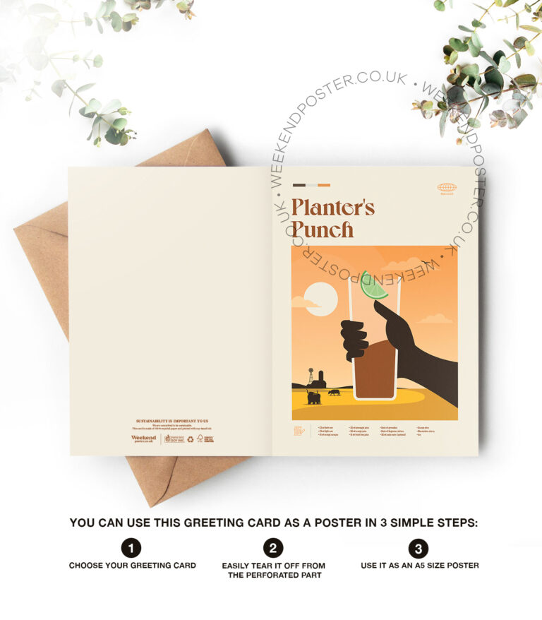 Mid-century modern Planters Punch Cocktail greeting card