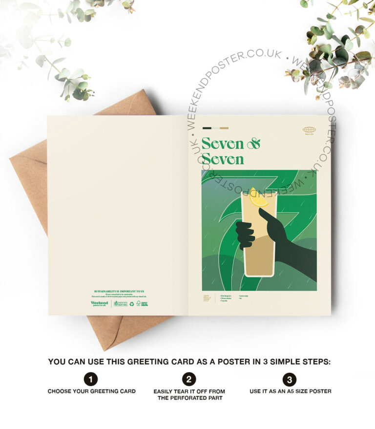 Mid-century modern Seven Seven Cocktail greeting card