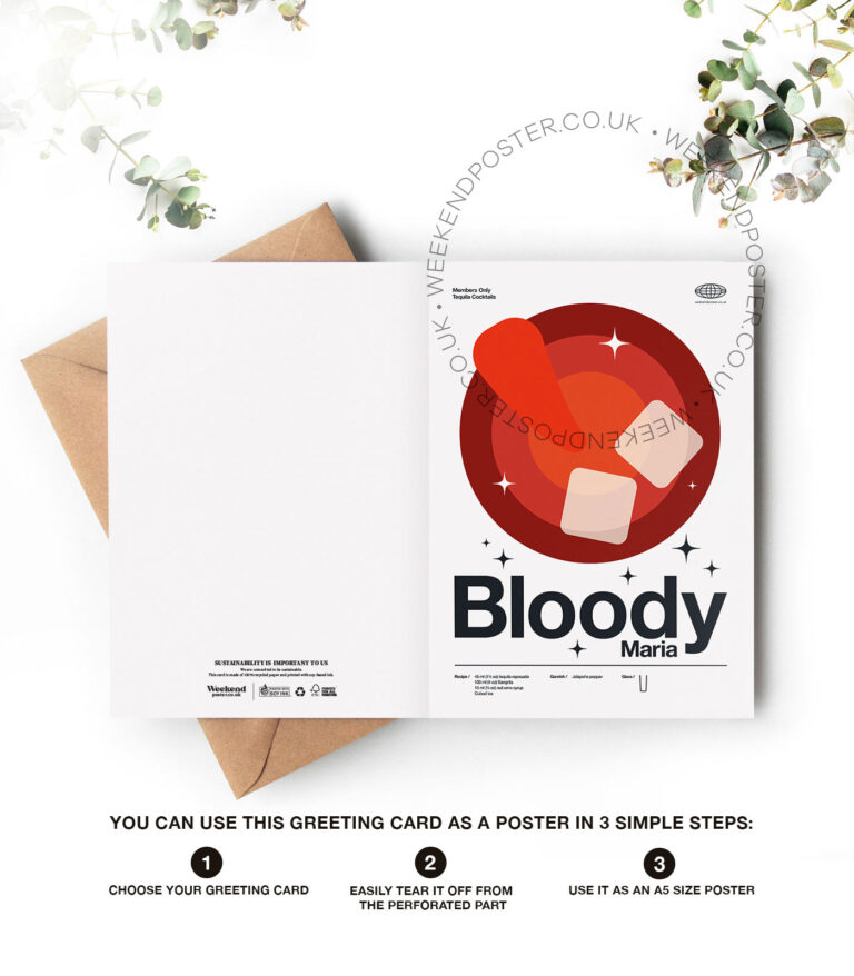 Mid-century modern Bloody Maria Cocktail greeting card