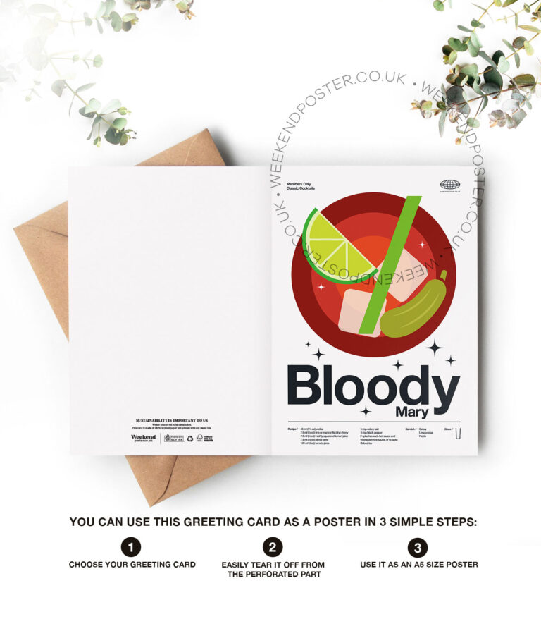 Mid-century modern Bloody Mary Cocktail greeting card